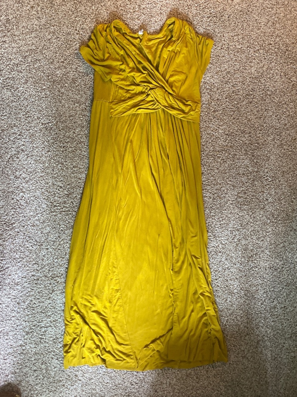 Yellow maternity knit maxi dress